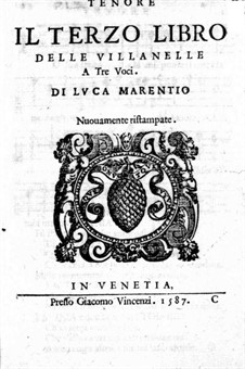 Villanelles: Book III – Tenor Part by Luca Marenzio