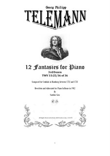 Thirty six Fantasias for Harpsichord, TWV 33: 3rd Dozen by Georg Philipp Telemann