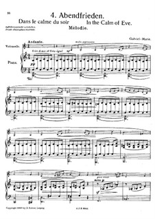 In the Calm of Eve for Cello and Piano: In the Calm of Eve for Cello and Piano by Jean Gabriel-Marie