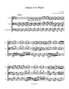 Adagio in G Major, BWV 968: For violin, viola and cello by Johann Sebastian Bach