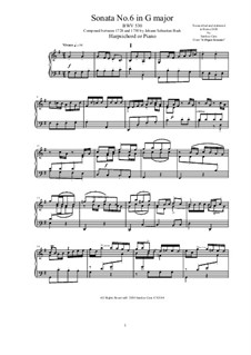 Trio Sonata for Organ No.6 in G Major, BWV 530: Version for harpsichord (or piano) by Johann Sebastian Bach