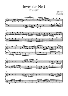 No.1 in C Major, BWV 772: For piano by Johann Sebastian Bach