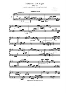 Suite No.1 in A Major, HWV 426: For piano by Georg Friedrich Händel