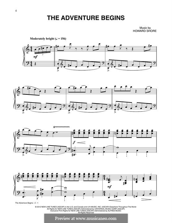 The Adventure Begins (from The Hobbit: An Unexpected Journey): For piano by Howard Shore