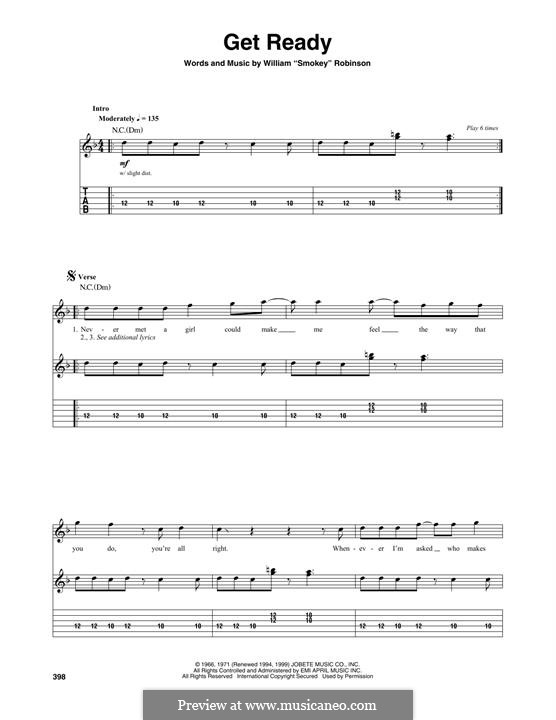 Get Ready (Rare Earth): For guitar with tab by Smokey Robinson