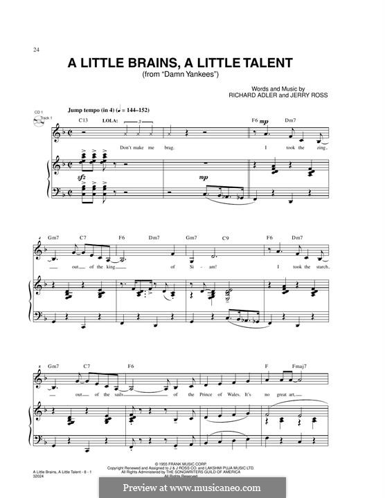A Little Brains, a Little Talent: For voice and piano by Jerry Ross, Richard Adler