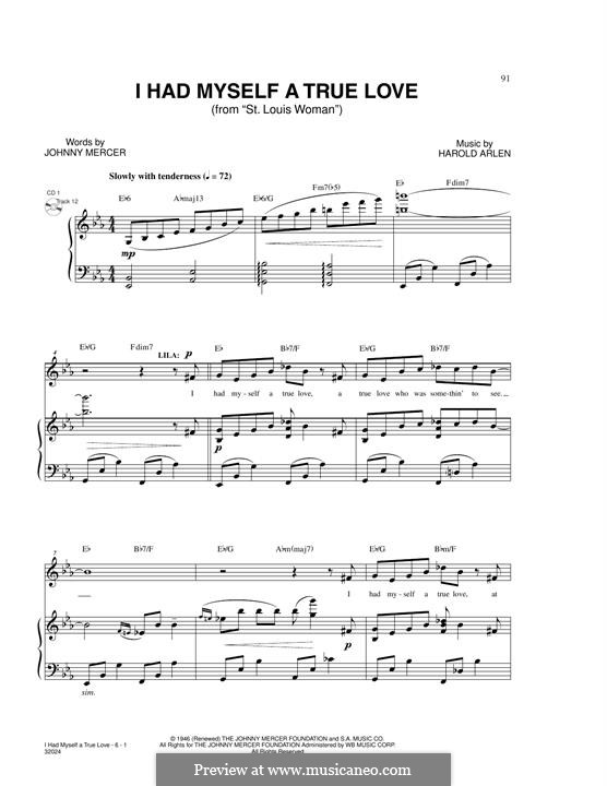 I Had Myself a True Love: For voice and piano by Harold Arlen