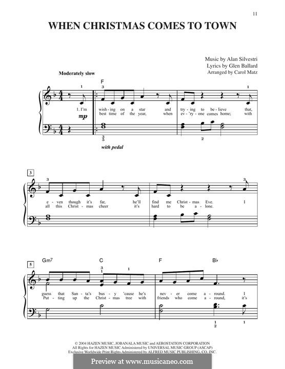 When Christmas Comes to Town (from The Polar Express): For piano by Alan Silvestri, Glen Ballard