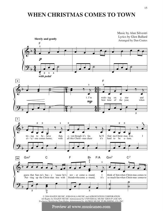When Christmas Comes to Town (from The Polar Express): For piano by Alan Silvestri, Glen Ballard