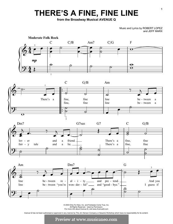 There's a Fine, Fine Line (Avenue Q) by J. Marx, R. Lopez on MusicaNeo