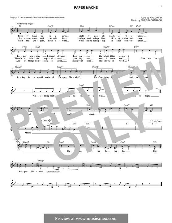 Paper Mache by B. Bacharach sheet music on MusicaNeo