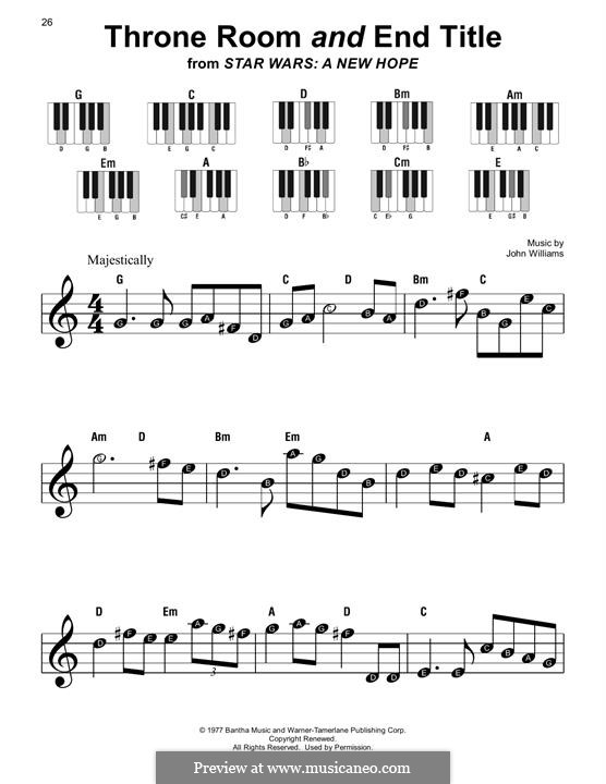 Throne Room and End Title (from Star Wars: A New Hope): For piano by John Williams