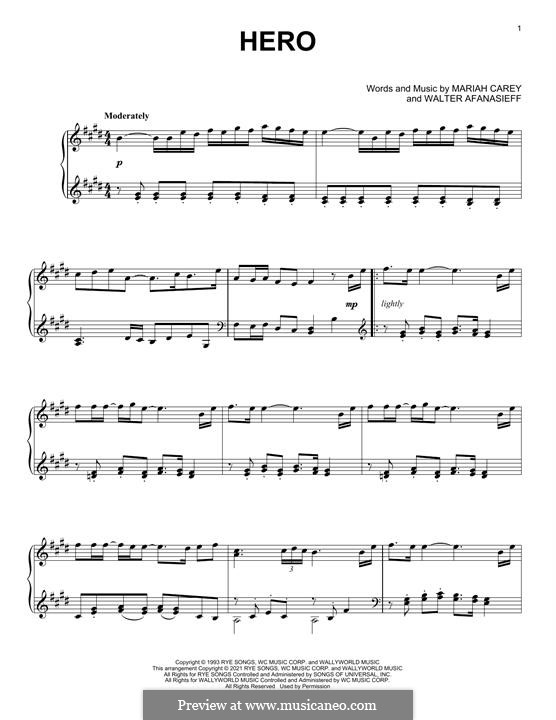 Hero: For piano (classical version) by Mariah Carey, Walter Afanasieff