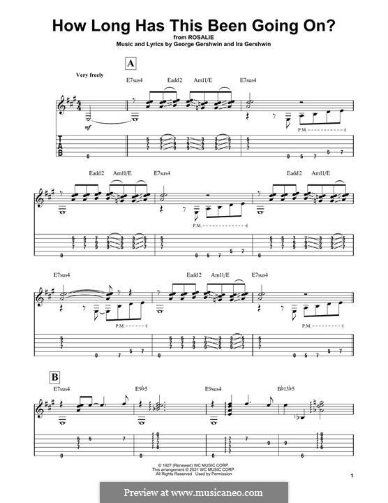 How Long Has This Been Going On? (from Rosalie): For guitar by George Gershwin
