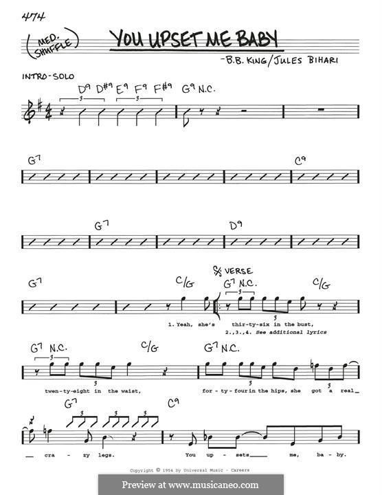 You Upset Me Baby: Melody line by Jules Bihari