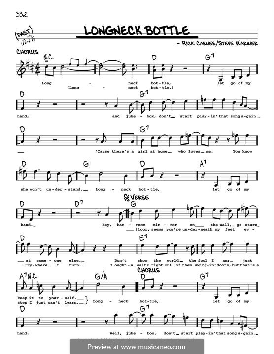 Longneck Bottle (Garth Brooks): Melody line by Rick Carnes, Steve Wariner