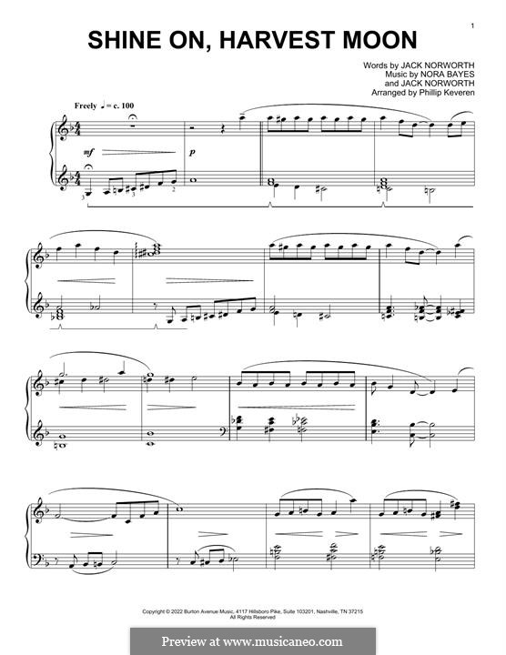 Shine On, Harvest Moon: For piano by Nora Bayes