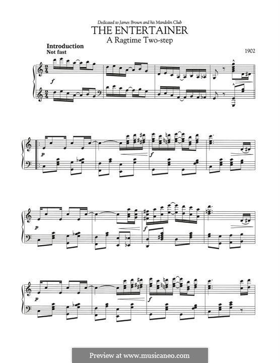 The Entertainer, for Piano: For a single performer by Scott Joplin