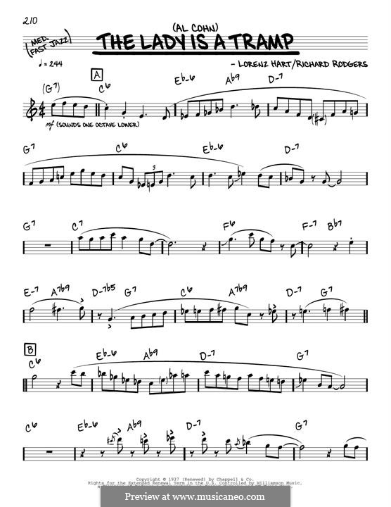 The Lady is a Tramp (Frank Sinatra): Melody line by Richard Rodgers