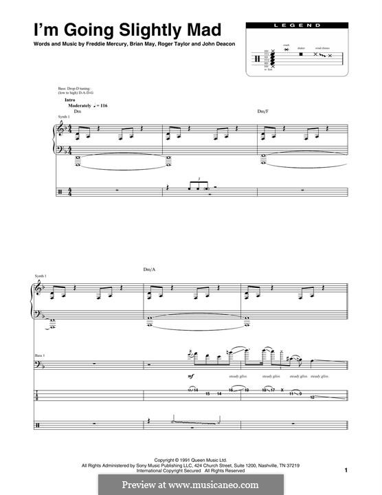 I'm Going Slightly Mad (Queen): Full score by Brian May, Freddie Mercury, John Deacon, Roger Taylor