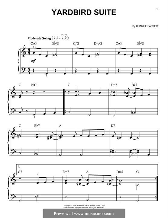 Yardbird Suite: For piano by Charlie Parker