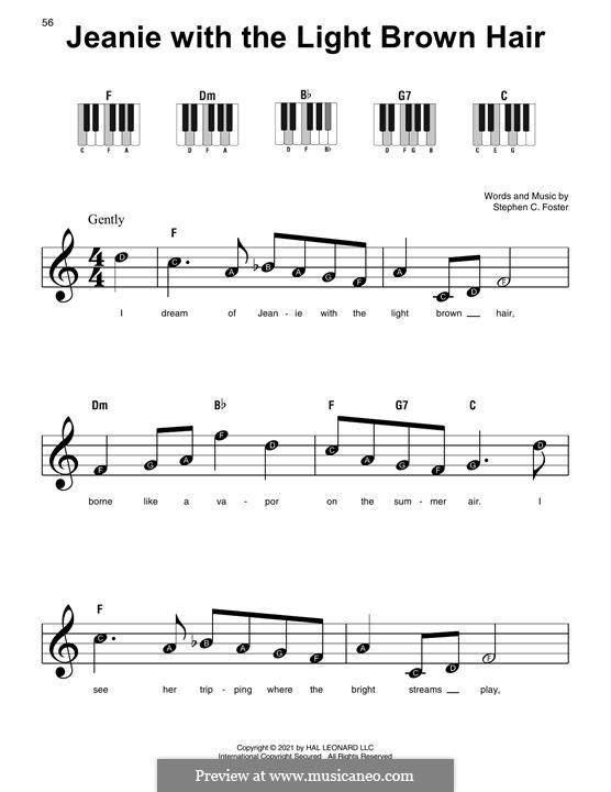 Jeanie with the Light Brown Hair: For easy piano by Stephen Collins Foster