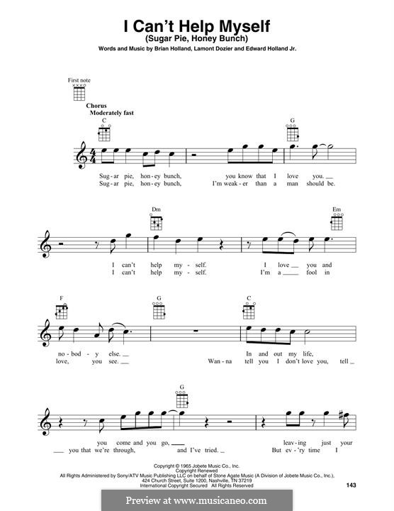 I Can't Help Myself (Sugar Pie, Honey Bunch): For ukulele by Brian Holland, Edward Holland Jr., Lamont Dozier