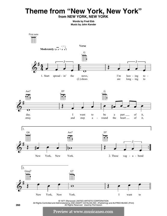 New York, New York (Frank Sinatra): For ukulele by John Kander