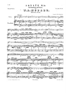 Sonata for Violin and Piano in E Minor, K.304: Score by Wolfgang Amadeus Mozart