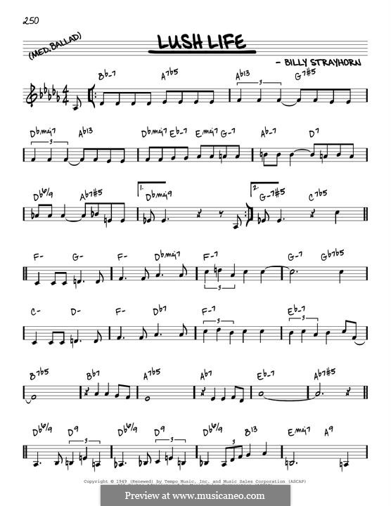 Lush Life: Melody line by Billy Strayhorn