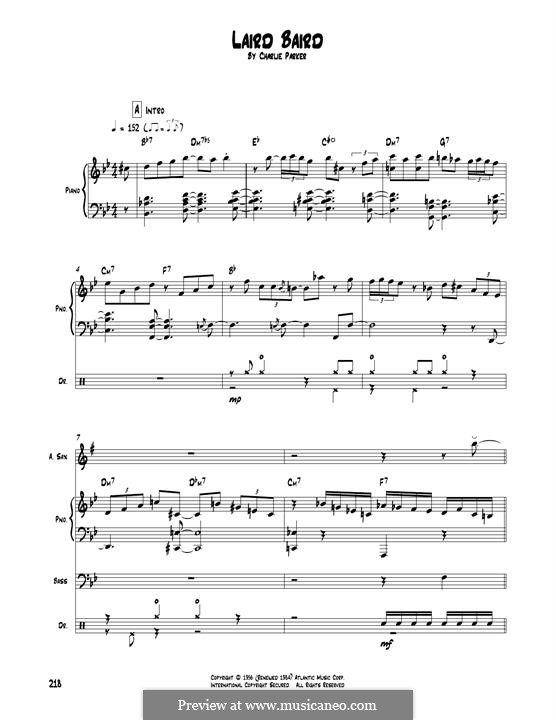 Laird Baird: Transcribed score by Charlie Parker