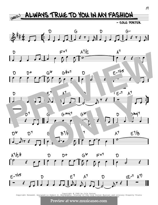 Always True to You in My Fashion: Melody line by Cole Porter