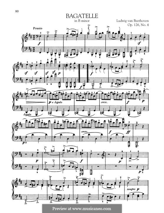 Six Bagatelles for Piano, Op.126: Bagatelle No.4 by Ludwig van Beethoven