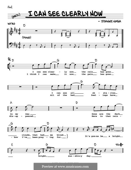 I Can See Clearly Now: Melody line by Johnny Nash