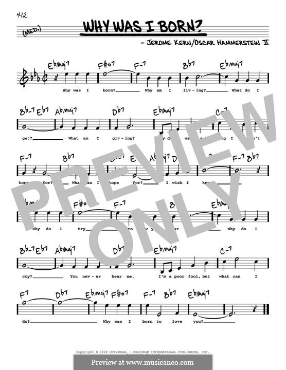 Why Was I Born? (from Sweet Adeline): High voice by Jerome Kern