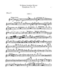 Symphony No.34 in C Major, K.338: Oboes parts by Wolfgang Amadeus Mozart