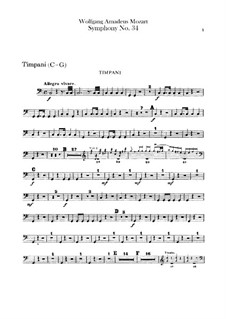 Symphony No.34 in C Major, K.338: Timpani part by Wolfgang Amadeus Mozart