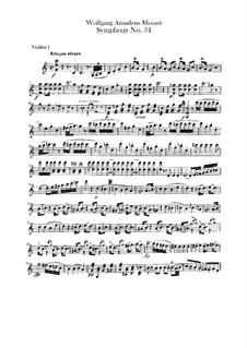 Symphony No.34 in C Major, K.338: Violins parts by Wolfgang Amadeus Mozart