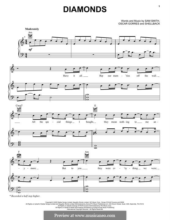 Diamonds (Sam Smith): For voice and piano (or guitar) by Shellback