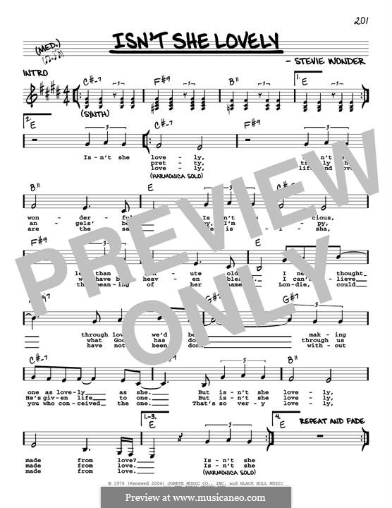 Isn't She Lovely sheet music for ukulele (PDF)