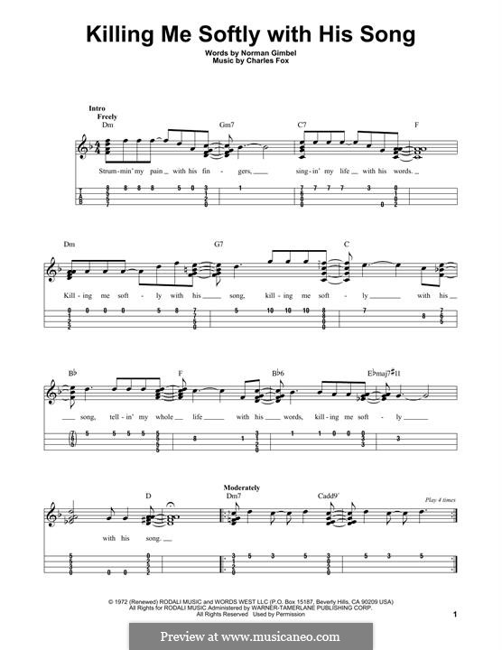 Killing Me Softly with His Song: For ukulele by Charles Fox