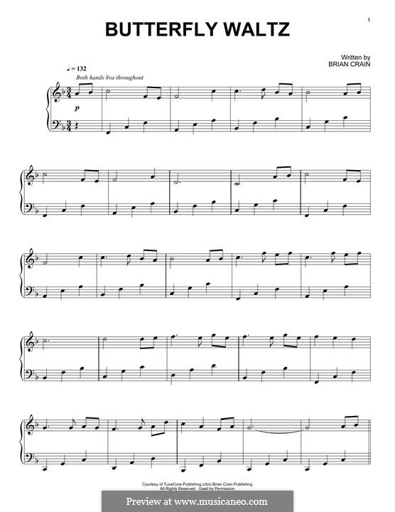 Butterfly Waltz: For piano by Brian Crain