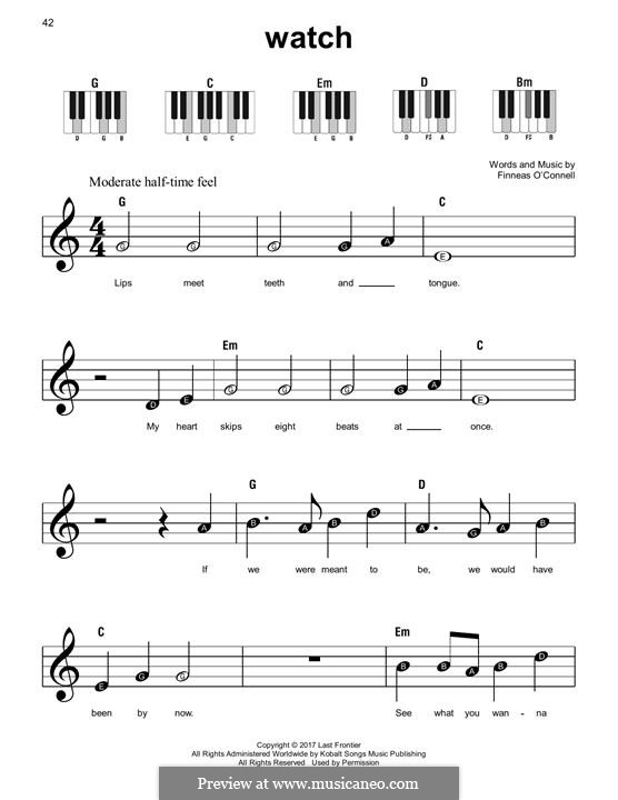 Watch (Billie Eilish): For easy piano by Finneas O'Connell