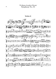 Symphony No.36 in C Major, K.425: Violin I parts by Wolfgang Amadeus Mozart
