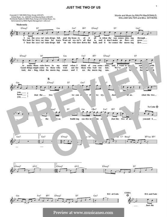 Just The Two Of Us Sheet Music | Grover Washington Jr. feat. Bill Withers |  Real Book – Melody & Chords – C Instruments