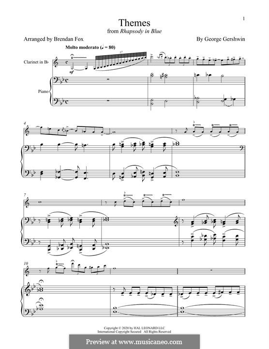 Instrumental version: For clarinet and piano by George Gershwin