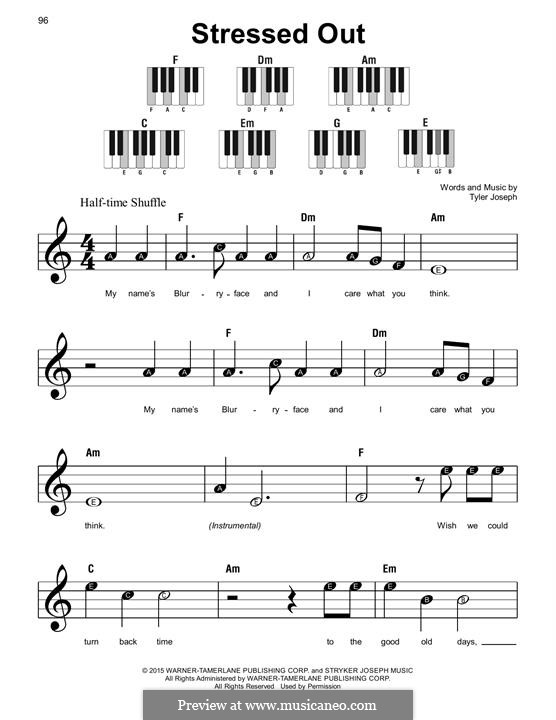 Stressed Out (twenty one pilots): For piano by Tyler Joseph