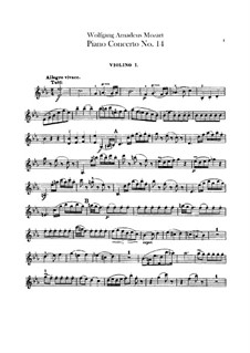 Concerto for Piano and Orchestra No.14 in E Flat Major, K.449: Violin I part by Wolfgang Amadeus Mozart