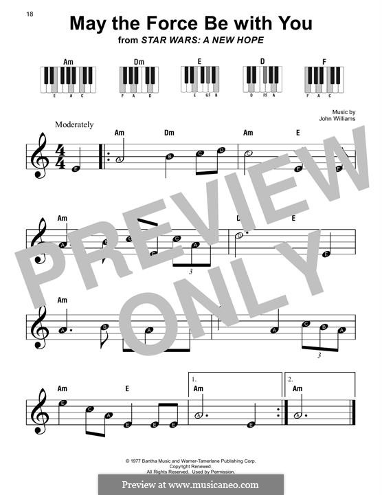 May the Force be with You (from Star Wars: A New Hope): For easy piano by John Williams