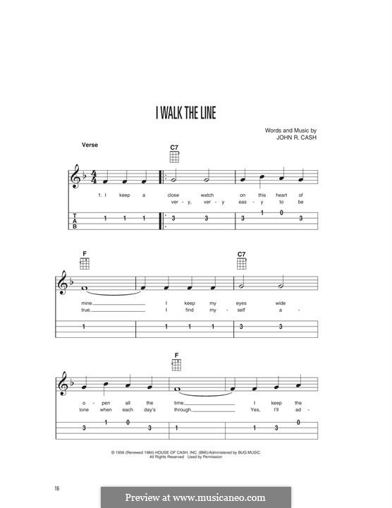 I Walk the Line: For ukulele by Johnny Cash